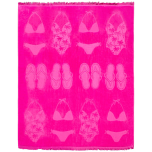 Serviette de plage éponge velours Jacquard ciselée - Maracas - 140x180cm - 340g/m²