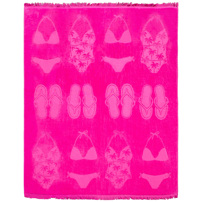 Serviette de plage éponge velours Jacquard ciselée - Maracas - 140x180cm - 340g/m²