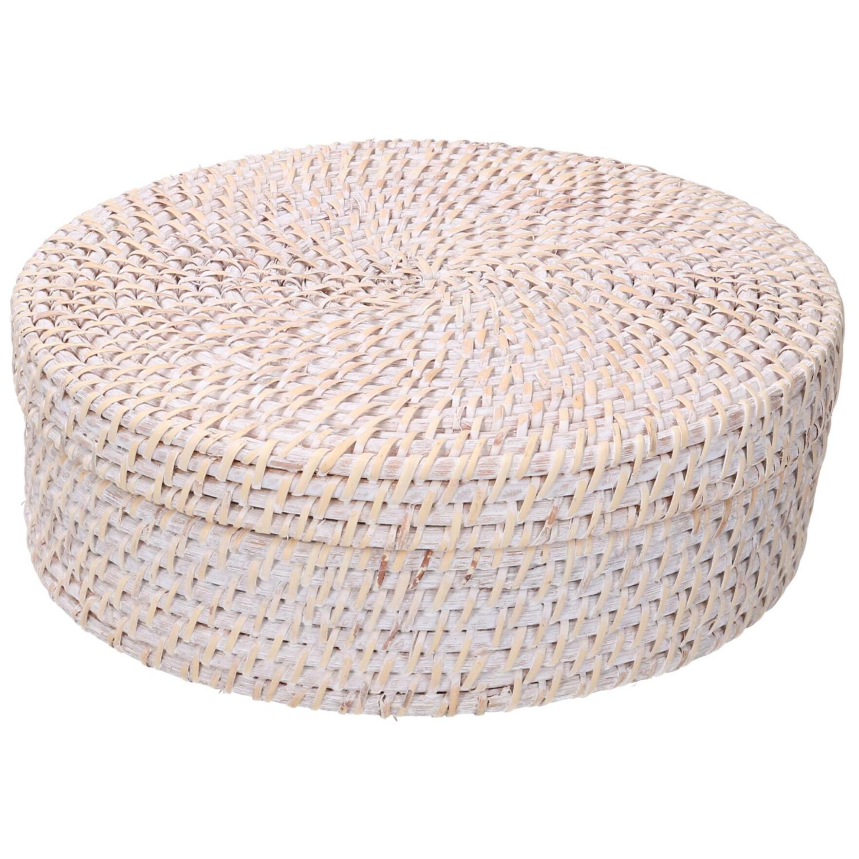 Scatola in rattan algarve bianco tondo cmø30h10