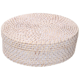 Scatola in rattan algarve bianco tondo cmø30h10