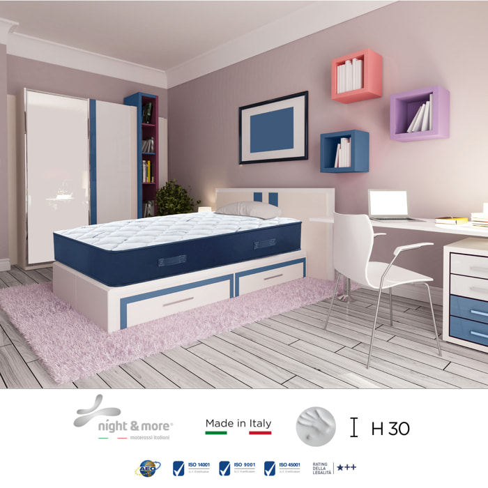 "Audrey" H24 cm 80x190 guanciale Memory OMAGGIO in schiuma poliuretano ad alta densità e 5,5cm memory foam