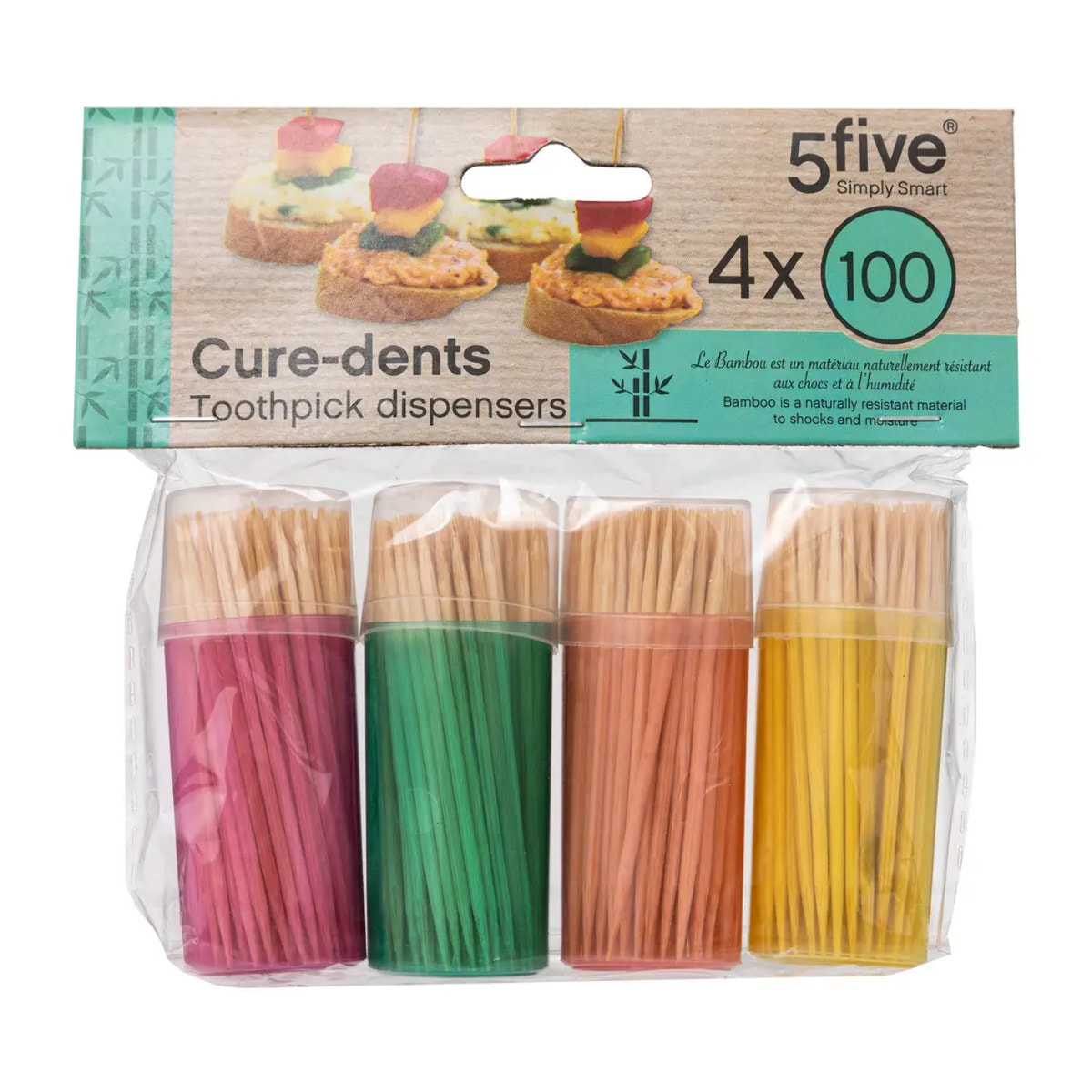 4 boîtes 100 cure-dents bambou