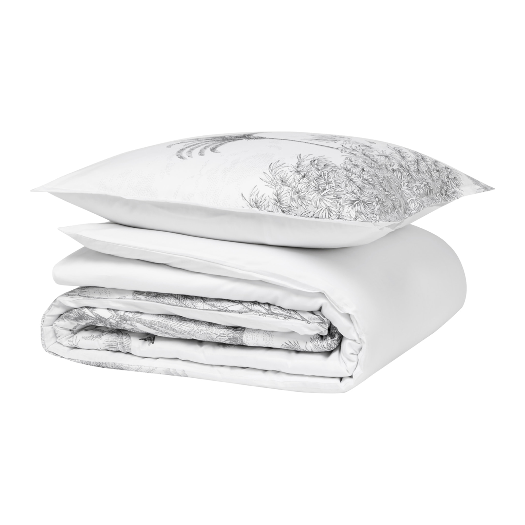 Parure de lit Housse de couette + taie rectangle en percale de coton, AMAZONE, Blanc