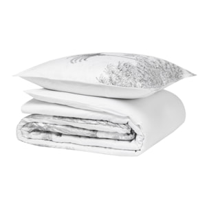 Parure de lit Housse de couette + taie rectangle en percale de coton, AMAZONE, Blanc