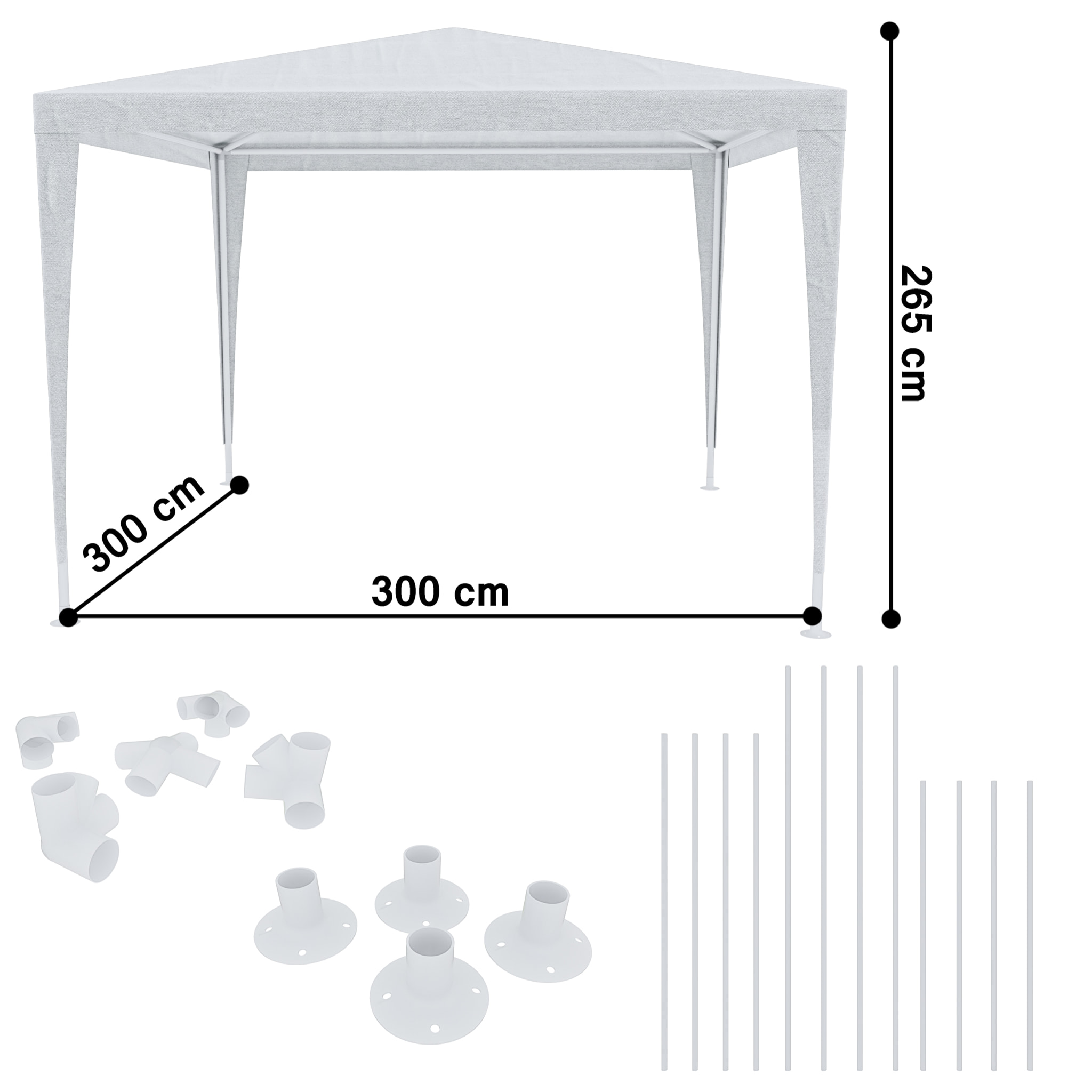 Gazebo 3 x 3 Metri Struttura in Acciaio Copertura In PE 110 gr/m² Impermeabile Idrorepellente Resistente Raggi Solari UV Tenda Ombrellone