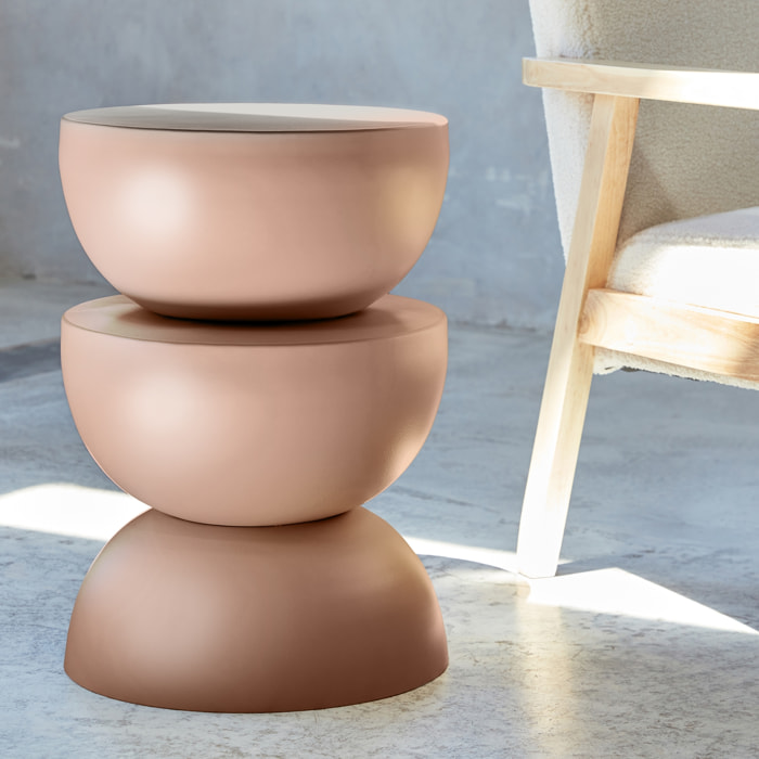 Table d'appoint. bout de canapé. table de chevet en métal. rose. Coumba. Ø32 x H 46.5cm