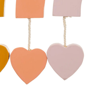 Déco murale "Arc-en-ciel" en bois & coton 30x20cm