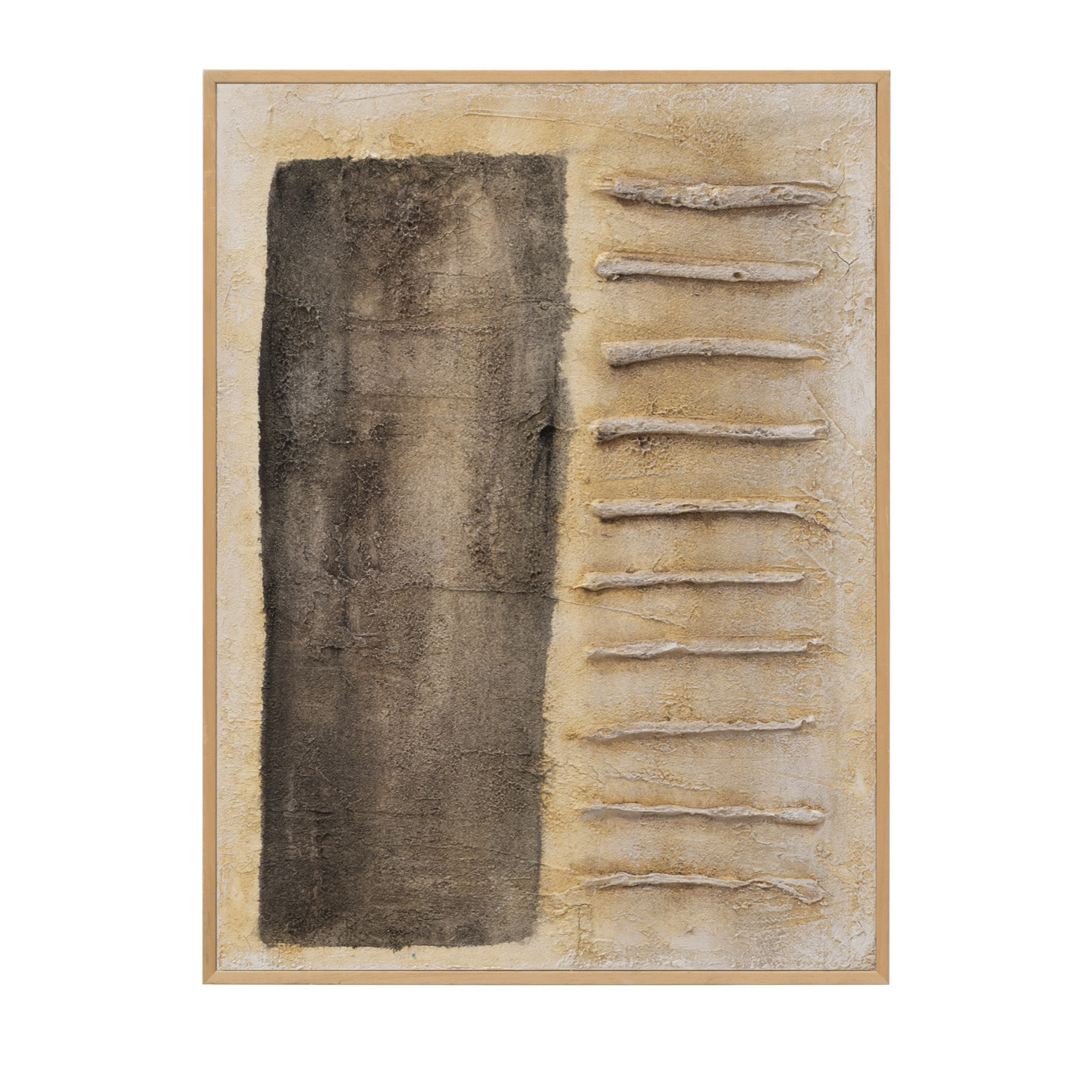 Tableau beige et noir décoratif sur coton avec cadre en bois peint à la main à la peinture à l'huile en différentes tailles