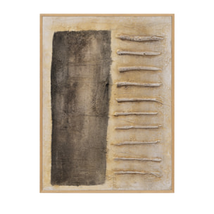 Tableau beige et noir décoratif sur coton avec cadre en bois peint à la main à la peinture à l'huile en différentes tailles