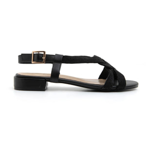Sandalo con fascette a incrocio glow - NERO