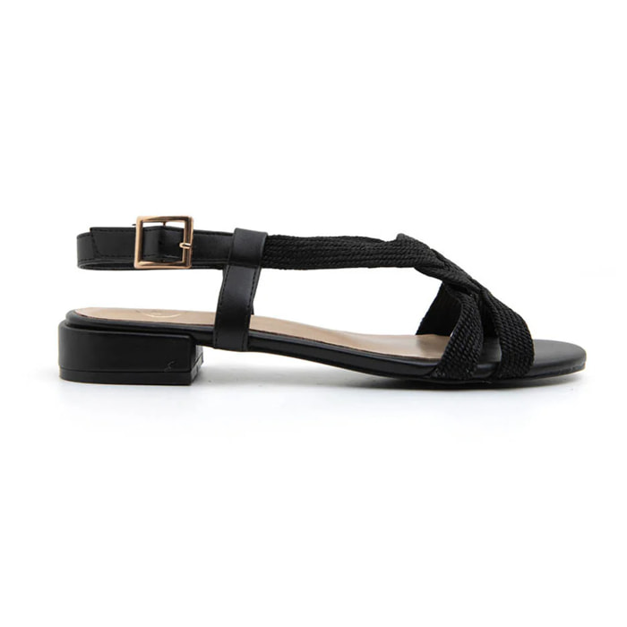 Sandalo con fascette a incrocio glow - NERO