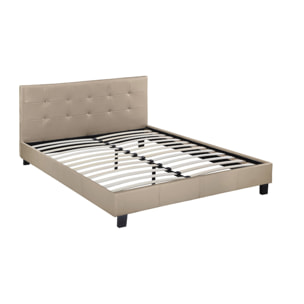 Lit double en pvc "Julia" - 140 x 190 cm - Taupe