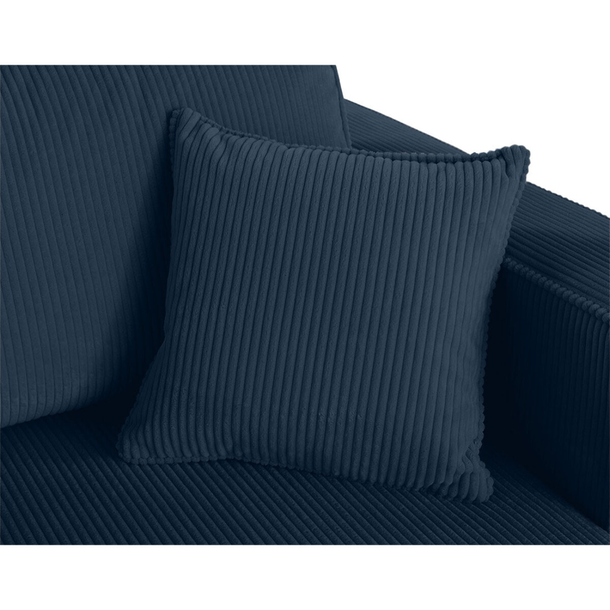 Topaze - Canapé droit 4 places avec double méridienne - assise profonde - en velours côtelé - Bleu