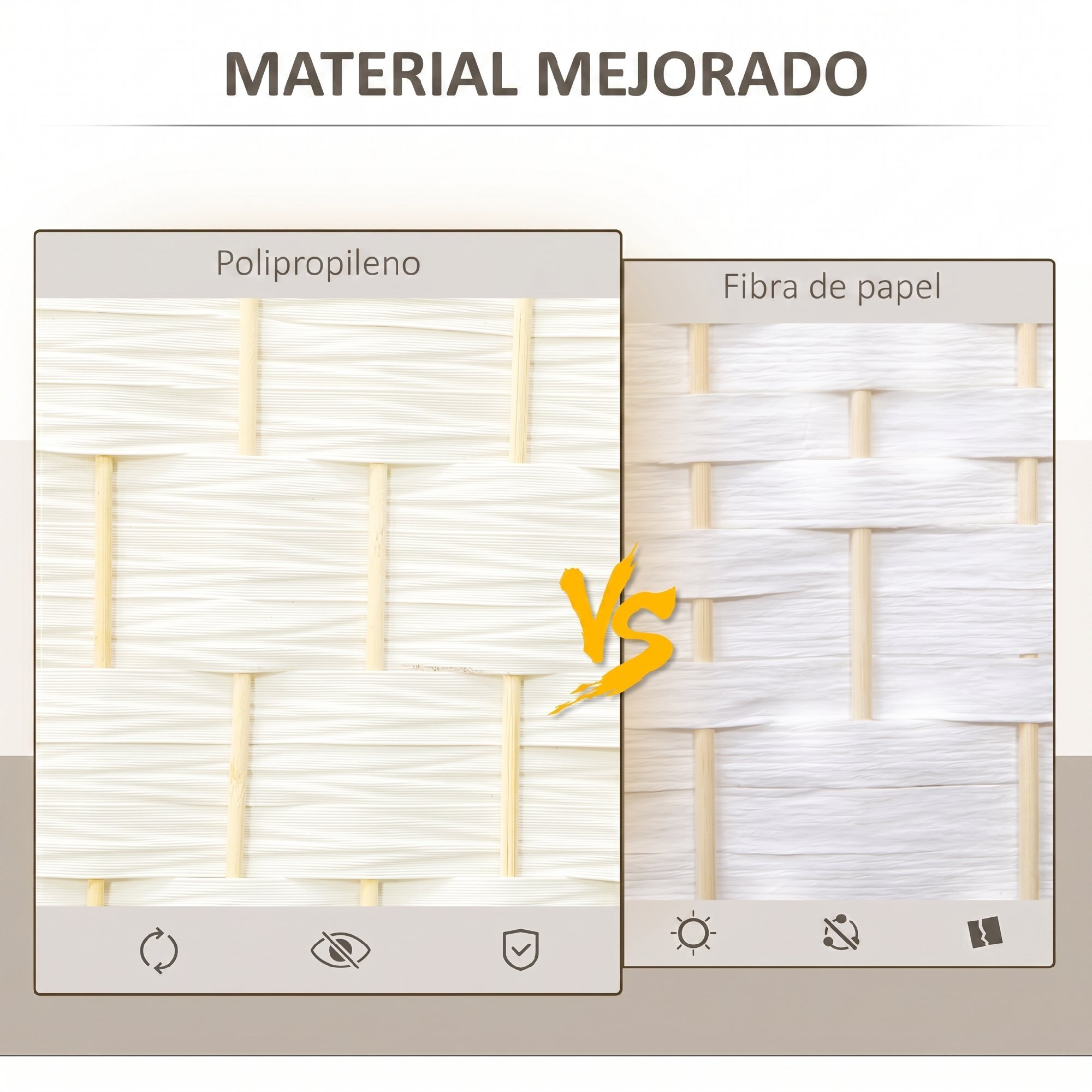 HOMCOM Biombo Plegable de 3 Paneles 135x180 cm Biombo Separador de Ambientes Pantalla de Privacidad de Polipropileno para Oficina Dormitorio Blanco