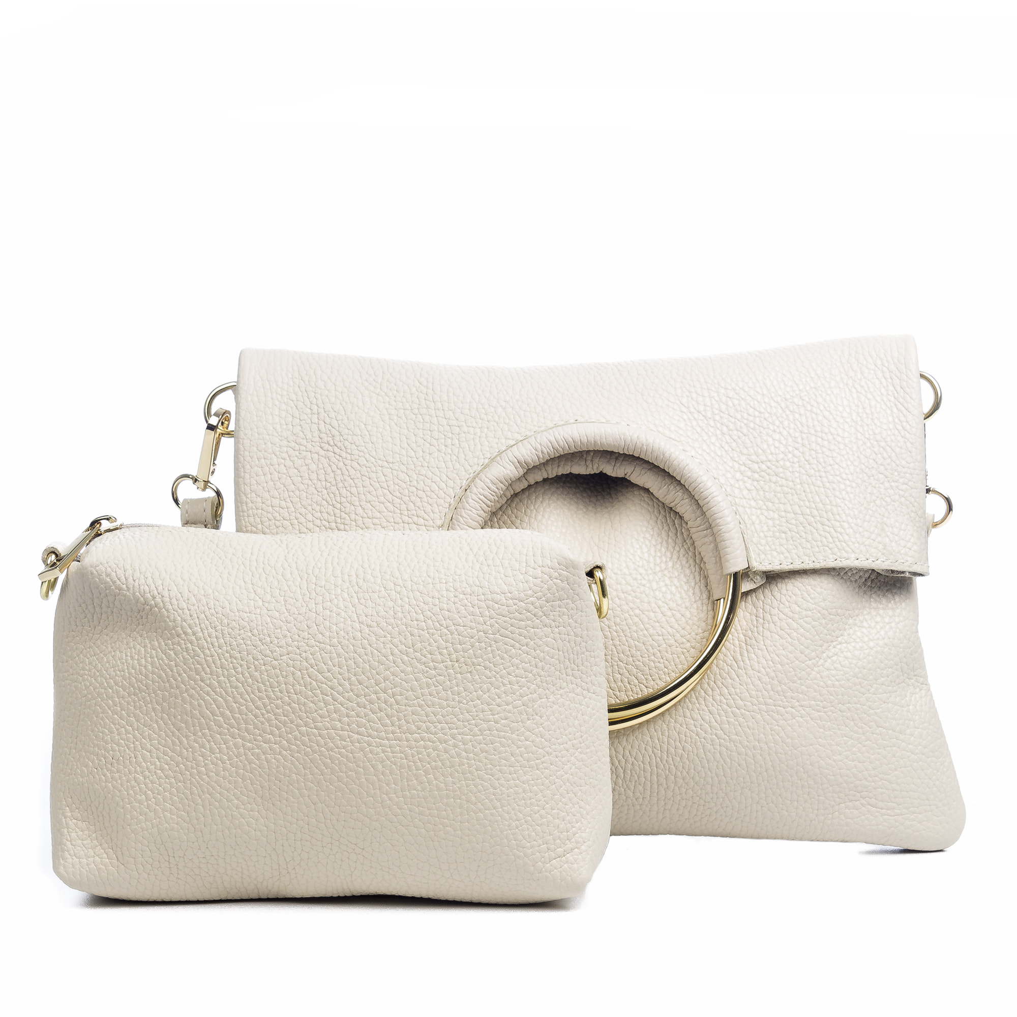FIRENZE ARTEGIANI Borsa a Spalla da Donna Corinna. Vera Pelle Dollaro Made in Italy 29x5x20 Cm. Beige