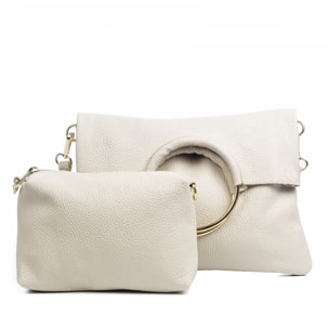 FIRENZE ARTEGIANI Borsa a Spalla da Donna Corinna. Vera Pelle Dollaro Made in Italy 29x5x20 Cm. Beige
