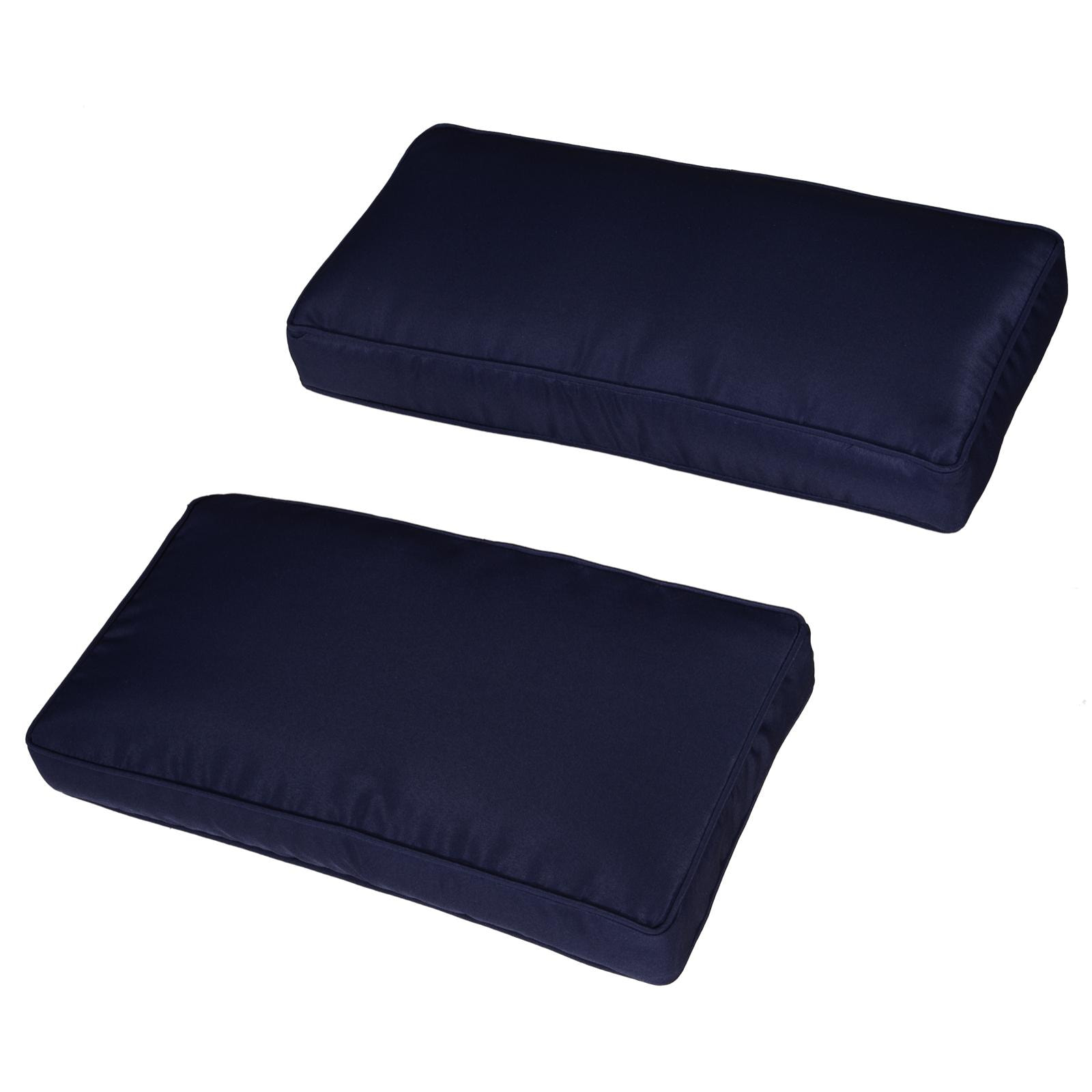 Lot de 14 housses de rechange coussins salon de jardin - 6 housses coussin d'assise, 8 housses coussin dossier - housses zippées polyester déperlant bleu