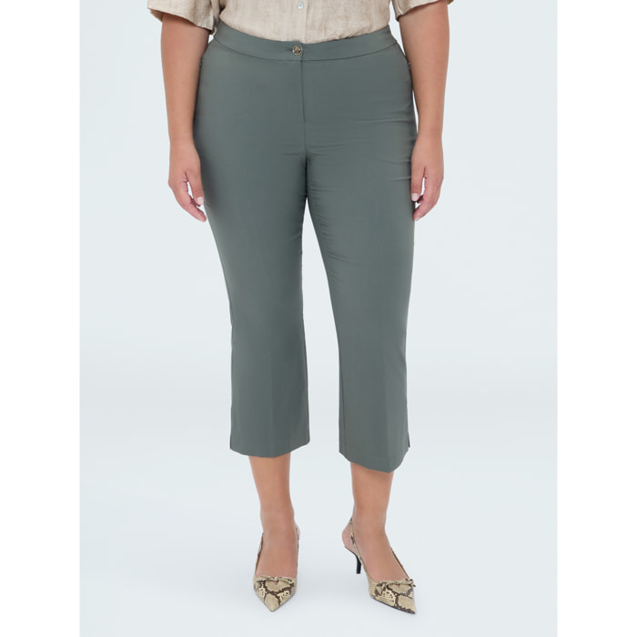 Fiorella Rubino - Pantaloni Kick Flare in tessuto stretch - Verde militare