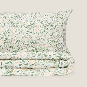 Funda nórdica hojas Pra color verde 100% Algodón percal
