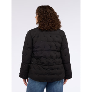 Fiorella Rubino - Plumífero con aplicaciones de perlas all over - Negro