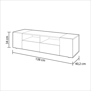 Mobile Porta TV Moderno Con Ante E Vani a Giorno Parete Attrezzata Salvaspazio Per Soggiorno Salotto Cameretta Camera 138x40.2x34 Cm Bianco E Rovere