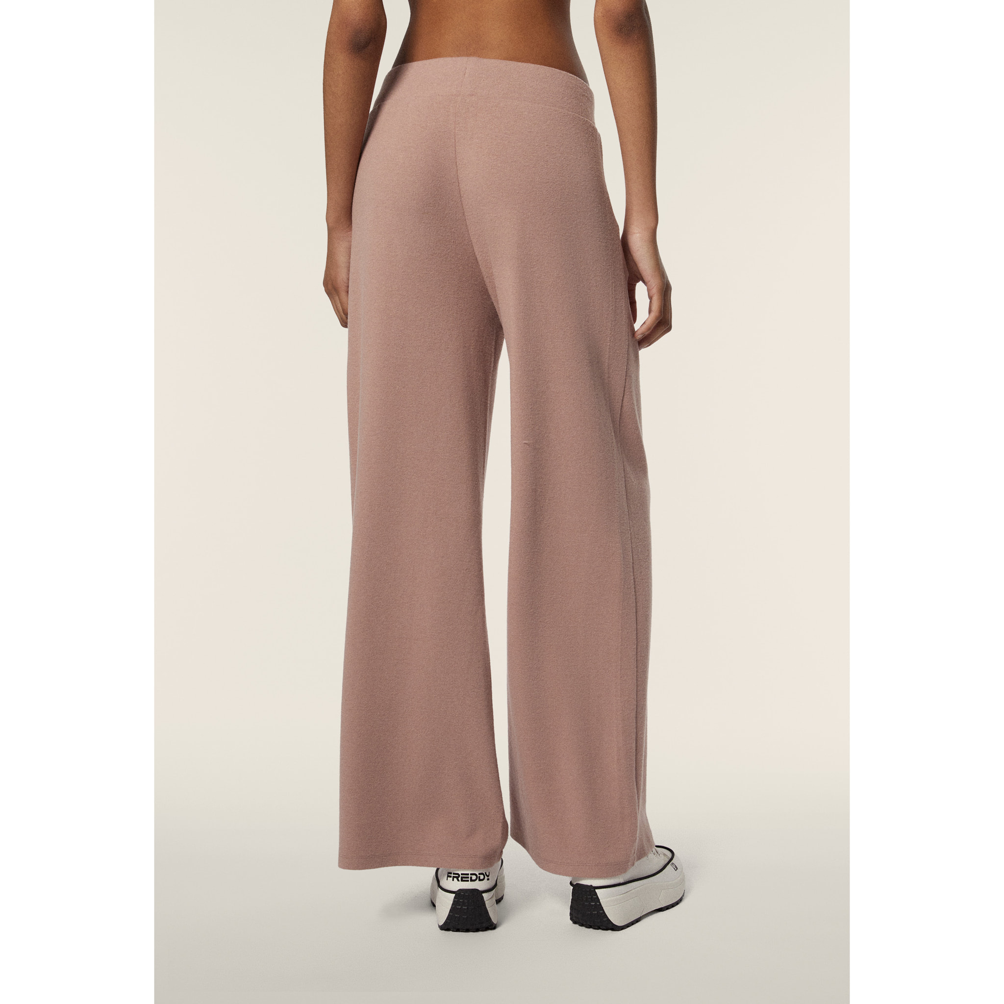 Pantalone wide leg in felpa viscosa effetto tricot