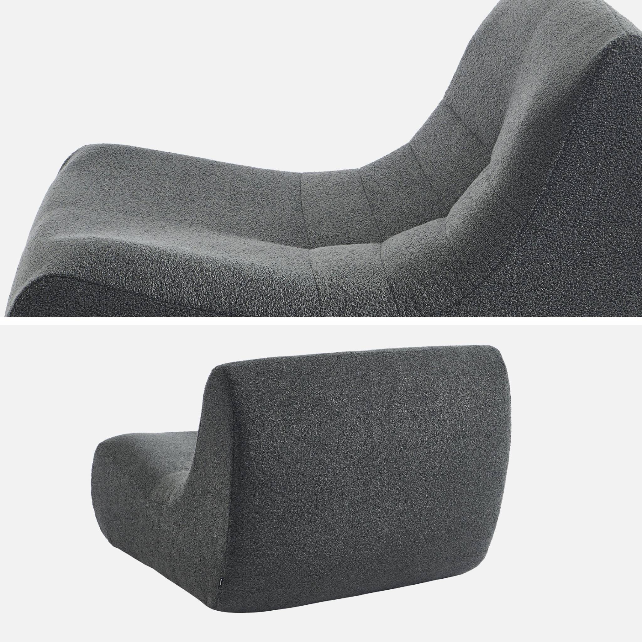 Lot de 2 fauteuils chauffeuses en bouclette texturée anthracite style contemporain 1 place