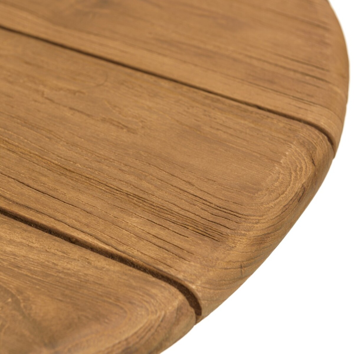 COLINE - Table à manger de jardin ronde en bois de teck recyclé D70cm (2 COLIS)