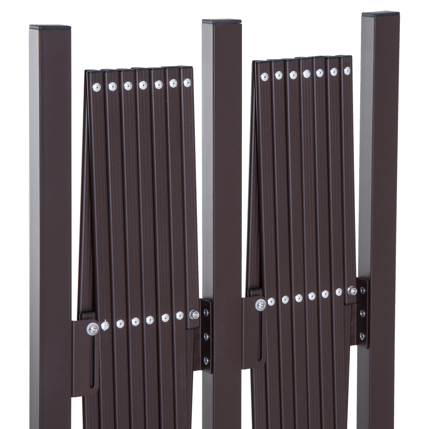 Barrière extensible rétractable barrière de sécurité avec roulette 405L x 31l x 104H cm alu métal chocolat