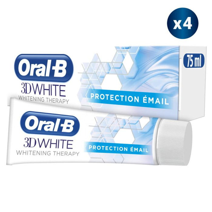 4 Dentifrices Oral-B 3D White Whitening Therapy Protection Émail, 75 ml