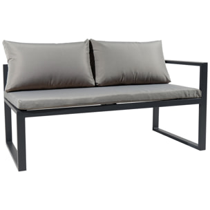 Salon de jardin modulable IBIZA en tissu gris 7 places - aluminium anthracite