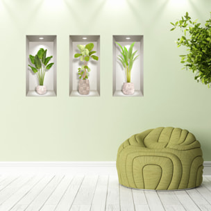 Stickers muraux 3D | Sticker Mural Autocollant effet 3D bananiers - Stickers adhésifs 3D Chambre Salon Trompe l'oeil