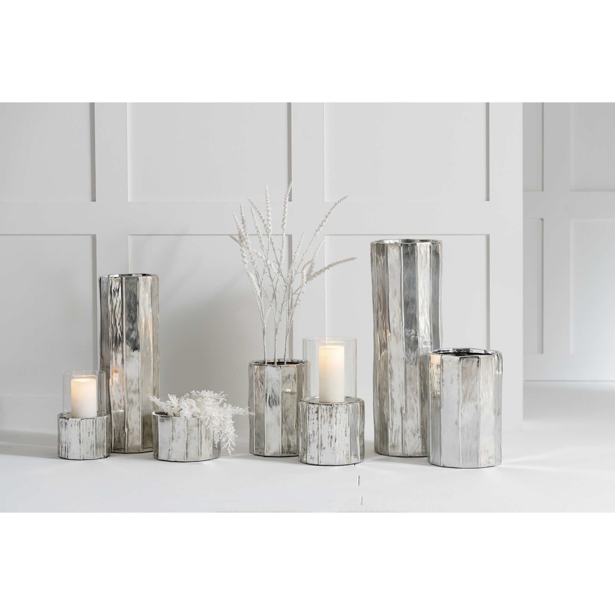 J-Line cache-pot Ary - céramique - argent - small - Ø 18 cm