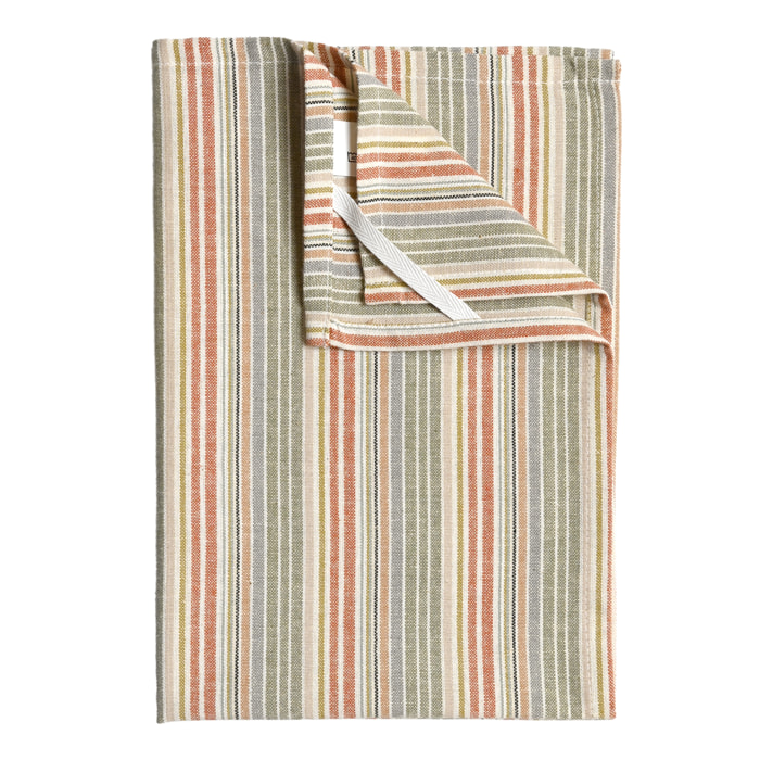 Torchon de cuisine en coton à rayures tissées - Rouge