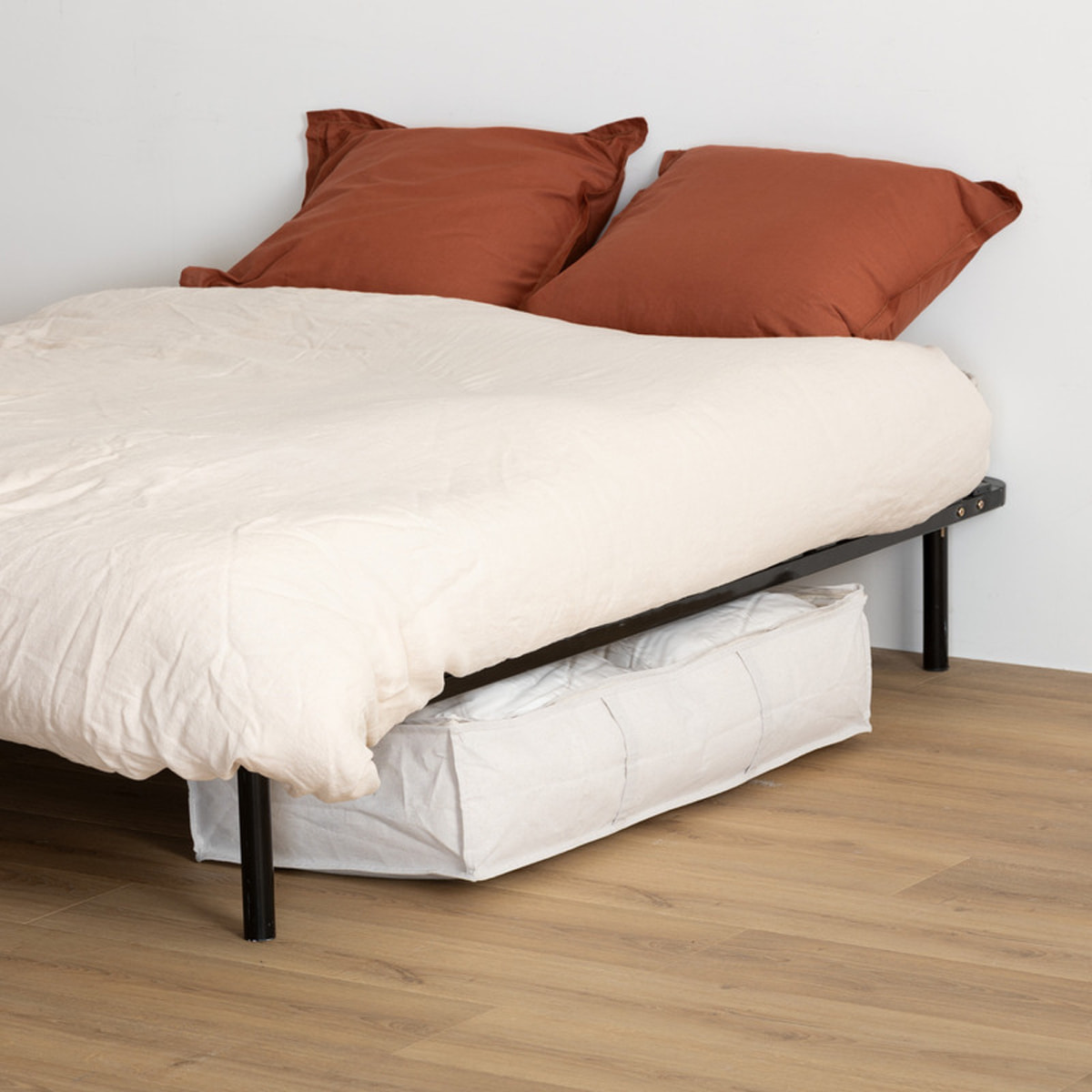 Housse de rangement "Groomy" sous lit beige 100x20cm