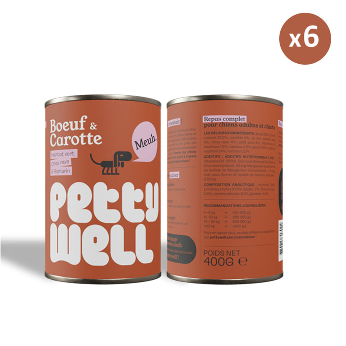 Pâtée Boeuf - 6 boîtes 400g - Chien