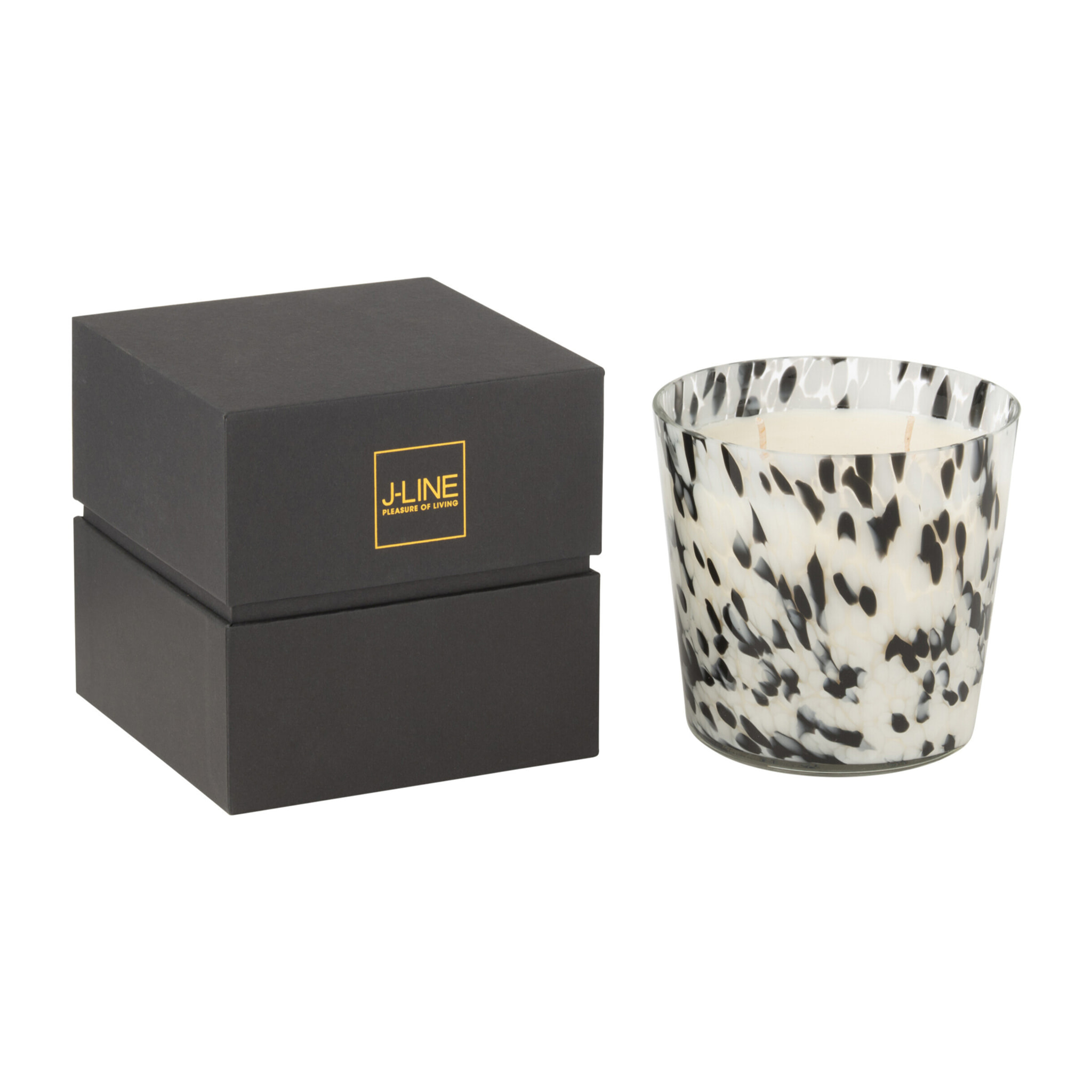 J-Line bougie parfumée Noa - Stone & Rock - verre - noir/blanc - small - 50H