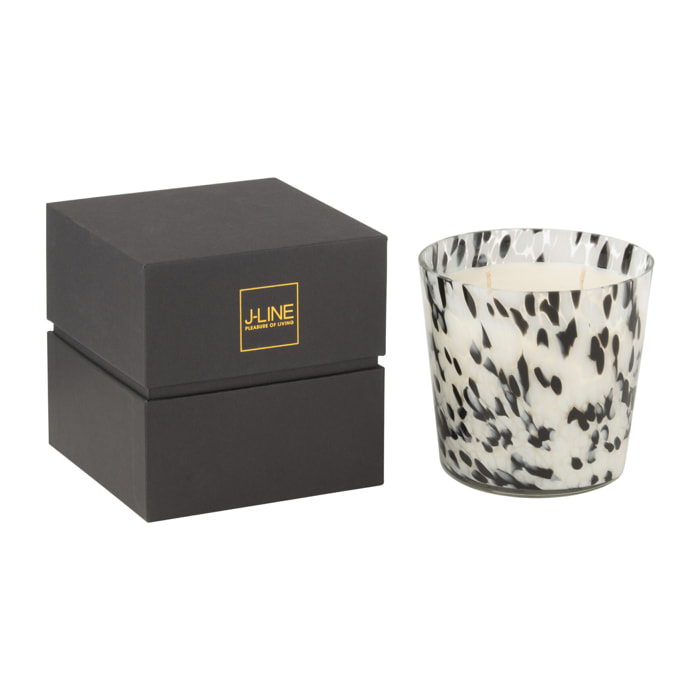 J-Line bougie parfumée Noa - Stone & Rock - verre - noir/blanc - small - 50H