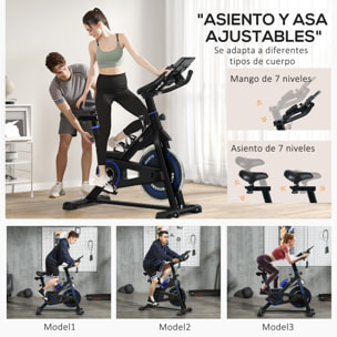 Bicicleta Estática con Resistencia Regulable Bici Estática Bicicleta de Fitness con Volante de Inercia 8 kg Pantalla LCD Manillar y Asiento Ajustable para Casa Gimnasio Azul