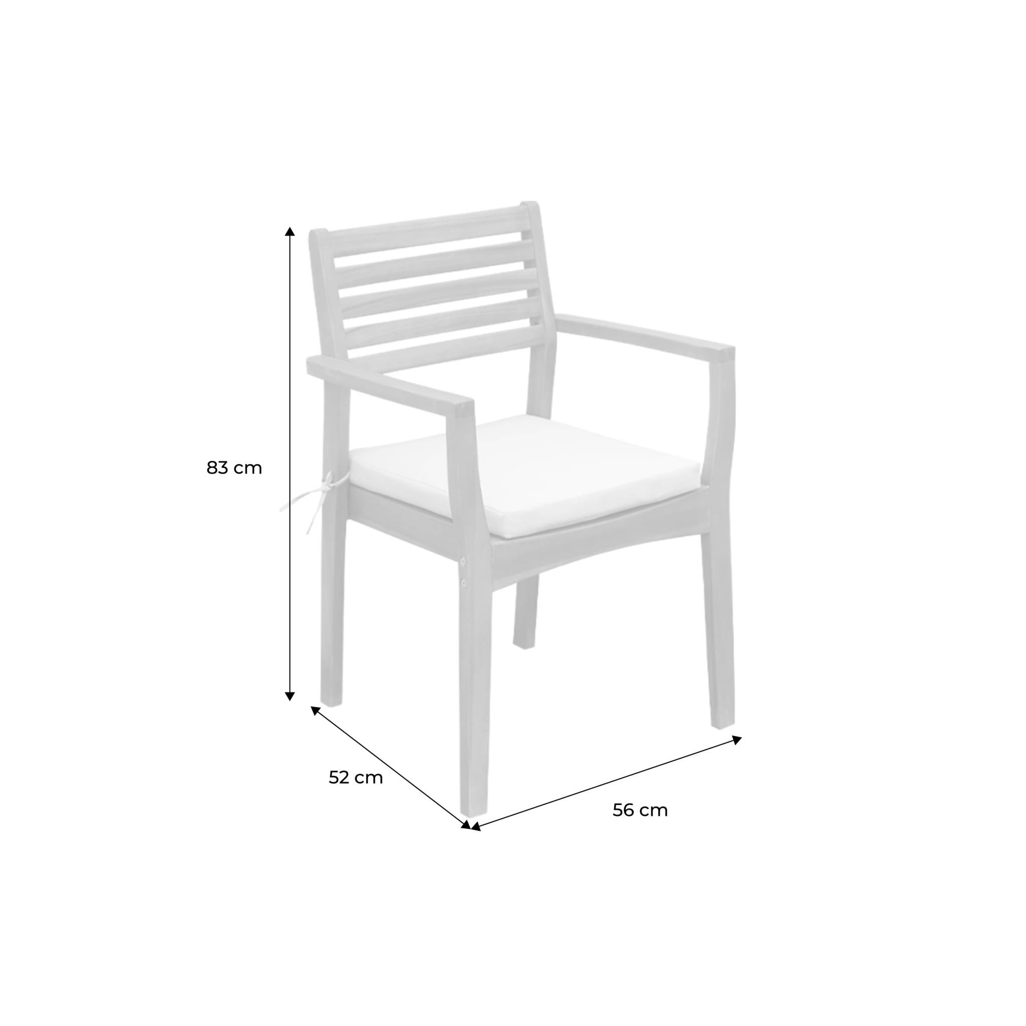 Fauteuil de jardin bois d'acacia (lot de 4) Savona 56 x 52 x 83 cm naturel et beige