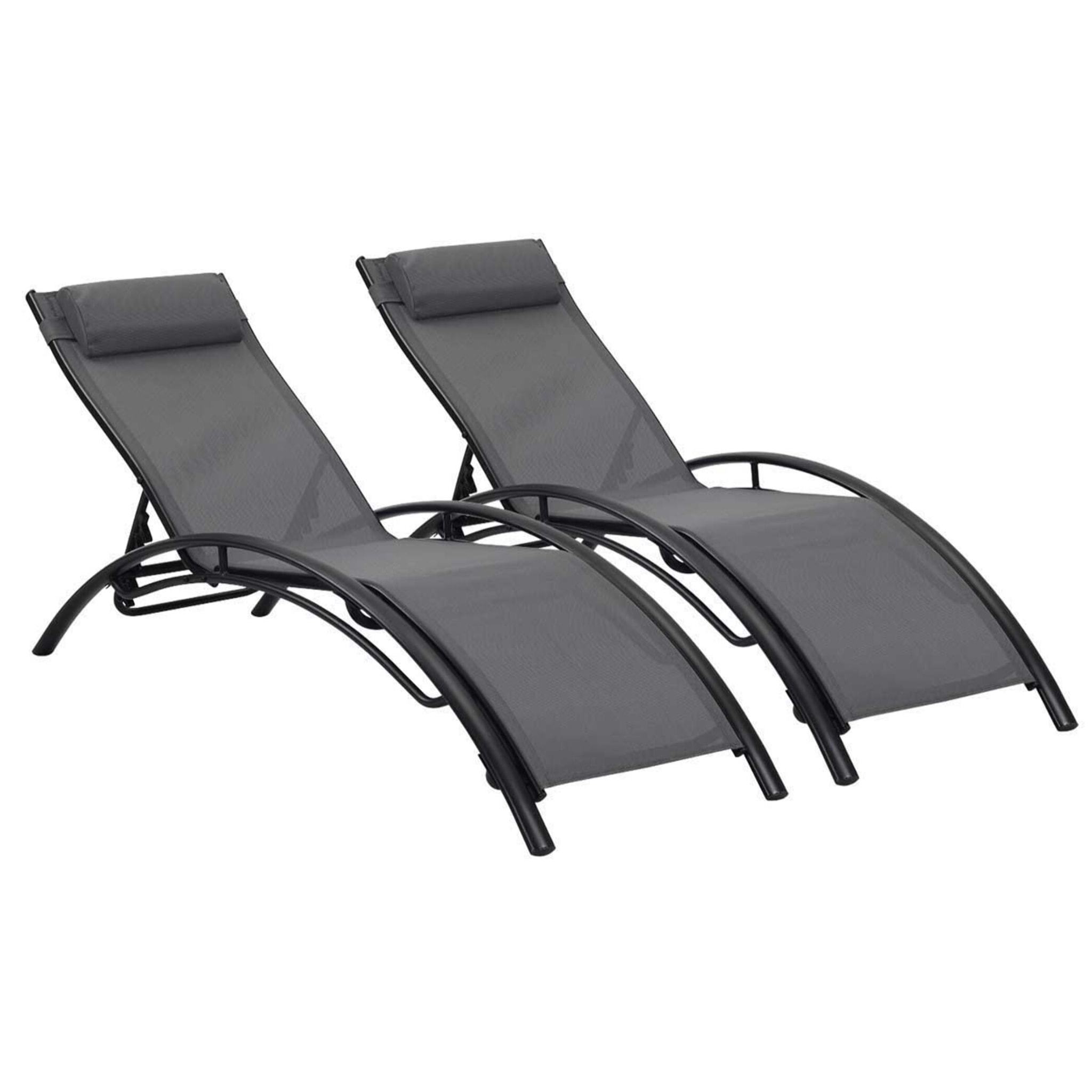 Bain de soleil en aluminium "Beauty" - Phoenix - Gris foncé / Noir - Lot de 2