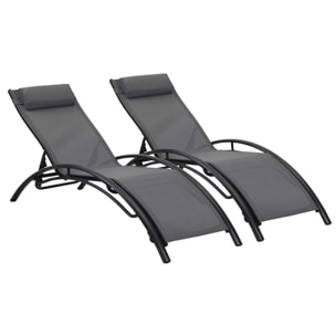 Bain de soleil en aluminium "Beauty" - Phoenix - Gris foncé / Noir - Lot de 2