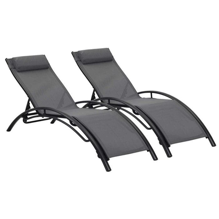 Bain de soleil en aluminium "Beauty" - Phoenix - Gris foncé / Noir - Lot de 2