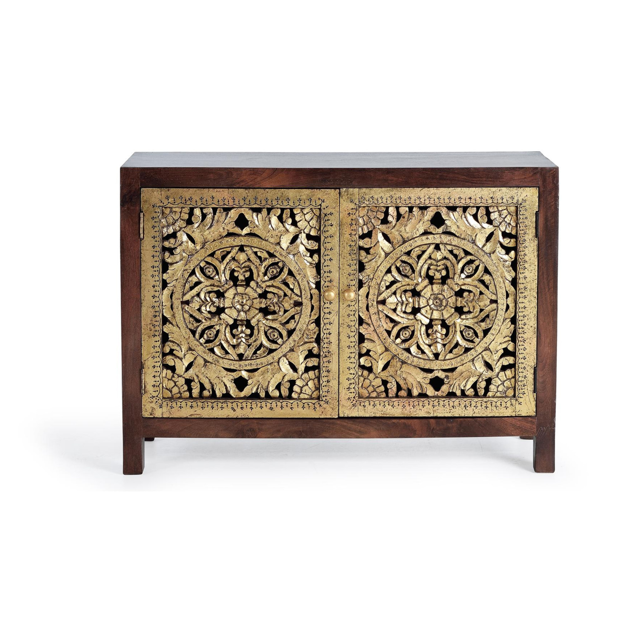 Cómoda de Madera de Mango 110 Cm Estilo Boho Tallado