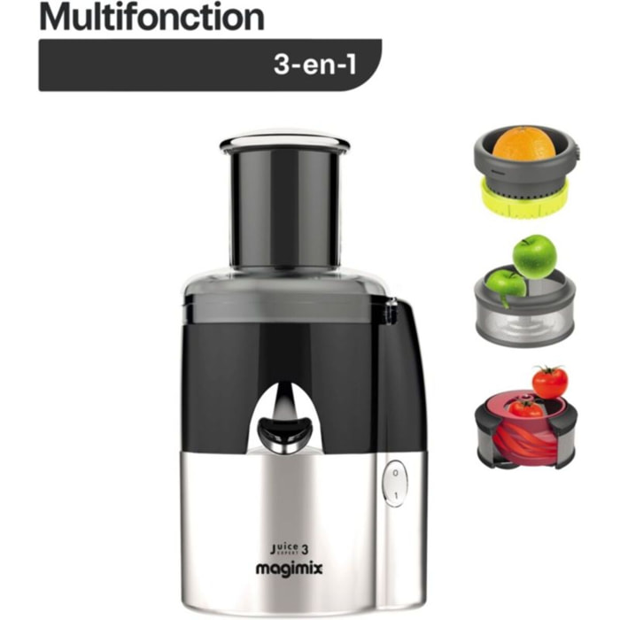 Extracteur de jus MAGIMIX 18082F Juice Expert 3 Chrome et Noir