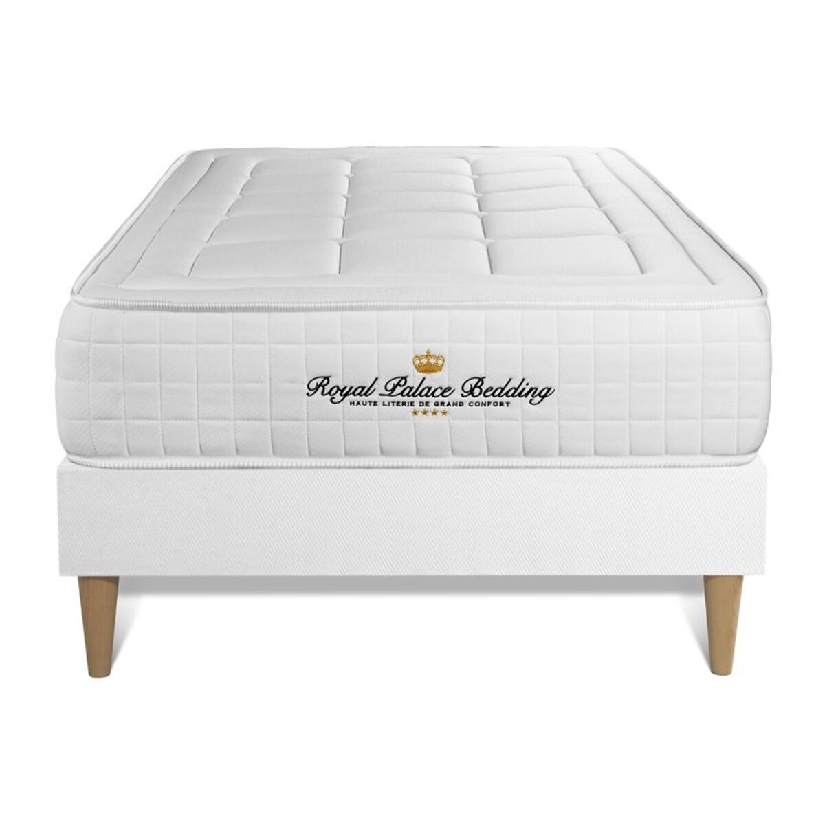 Ensemble - Matelas Mémoire de forme 24cm d'épaisseur - 3 zones de confort - Confort ferme - Sommier tapissier monobloc - 1 place