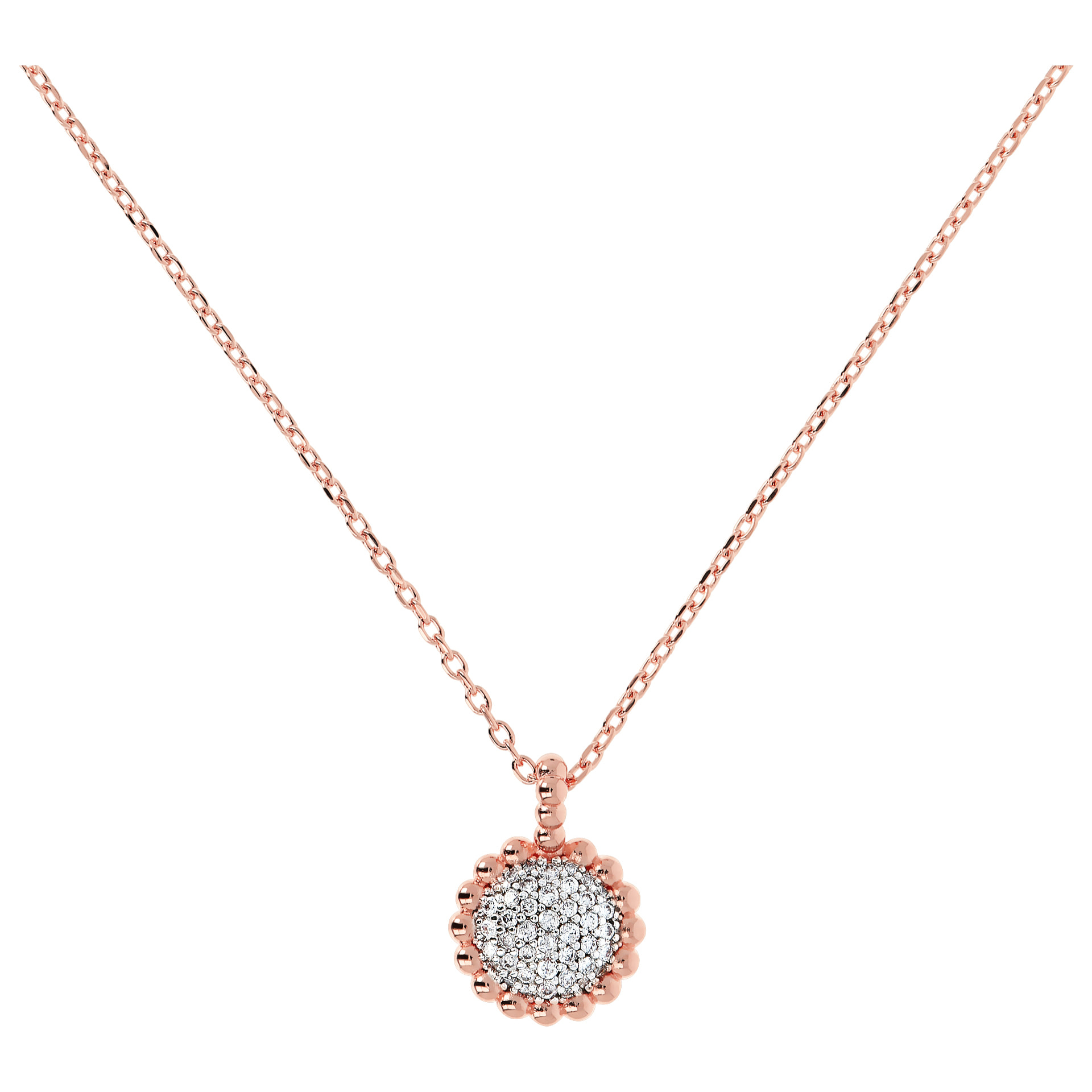 Collana Catena Forzatina con Pendente Fiore in Pavé di Cubic Zirconia