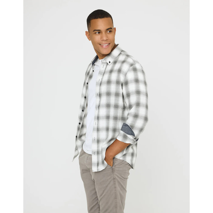 Camisa Manga Larga Cuadros Gris - Broadca