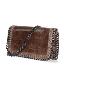 Borsa a tracolla da donna Made in Italy - Eolian Nova - Pelle scamosciata stampata - 22.0 x 13.0 x 4.0 cm