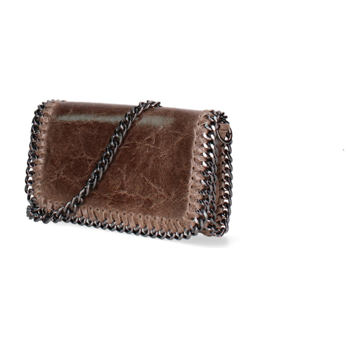 Borsa a tracolla da donna Made in Italy - Eolian Nova - Pelle scamosciata stampata - 22.0 x 13.0 x 4.0 cm